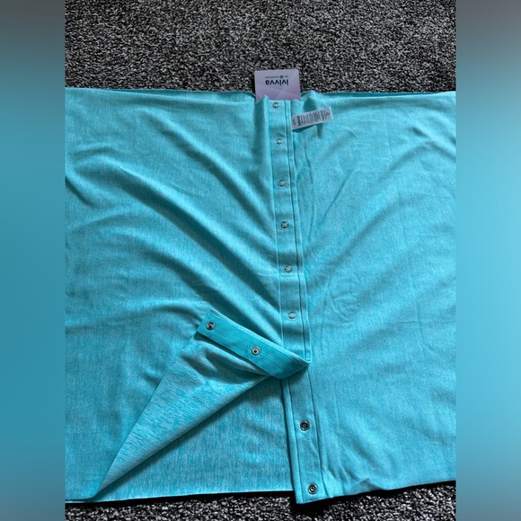 NWT IVIVVA Village Chill Scarf Button Neck Wrap Heather Blue Green Teal - Picture 5 of 5